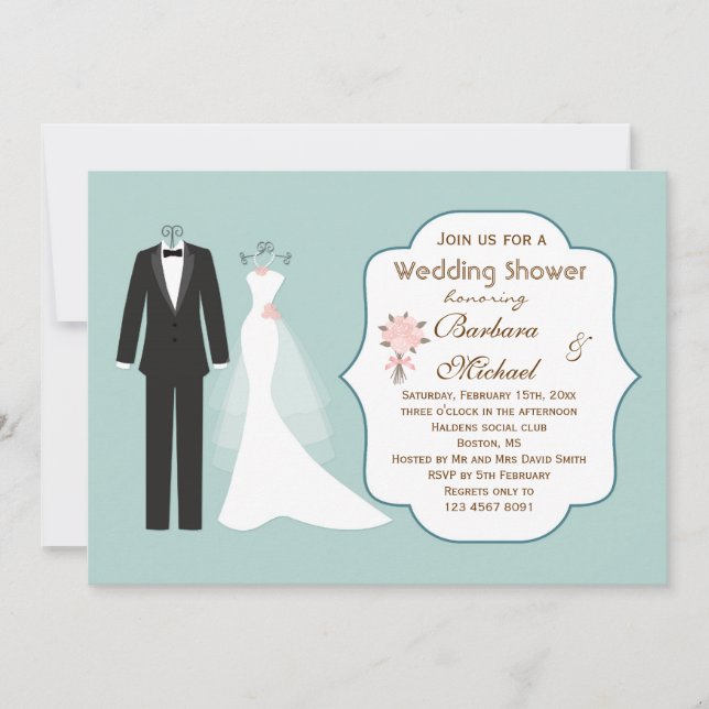 Invitation à la douche nuptiale de Tuxedo et Gown  (Devant)