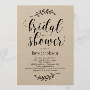 Invitation à la douche nuptiale d'Elégance rustiqu