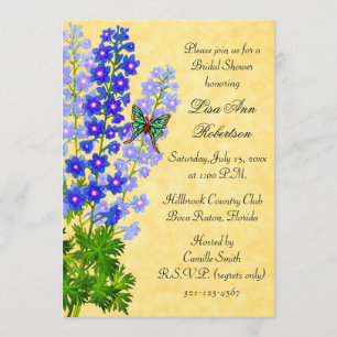 Invitation à la douche nuptiale Delphiniums Gold