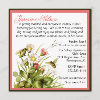 Invitation à la douche nuptiale des bourdons Vinta