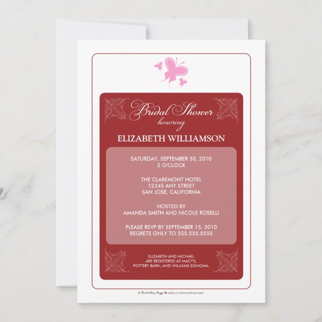 Invitation à la douche nuptiale des Coeurs floraux (Devant)