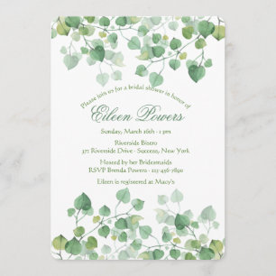Invitation à la douche nuptiale des Feuilles verts