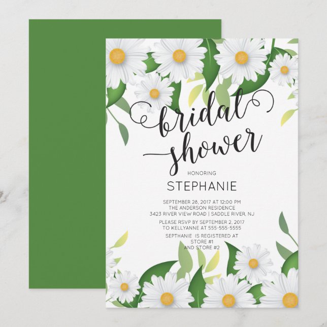 Invitation à la douche nuptiale des fleurs de mara (Devant / Derrière)