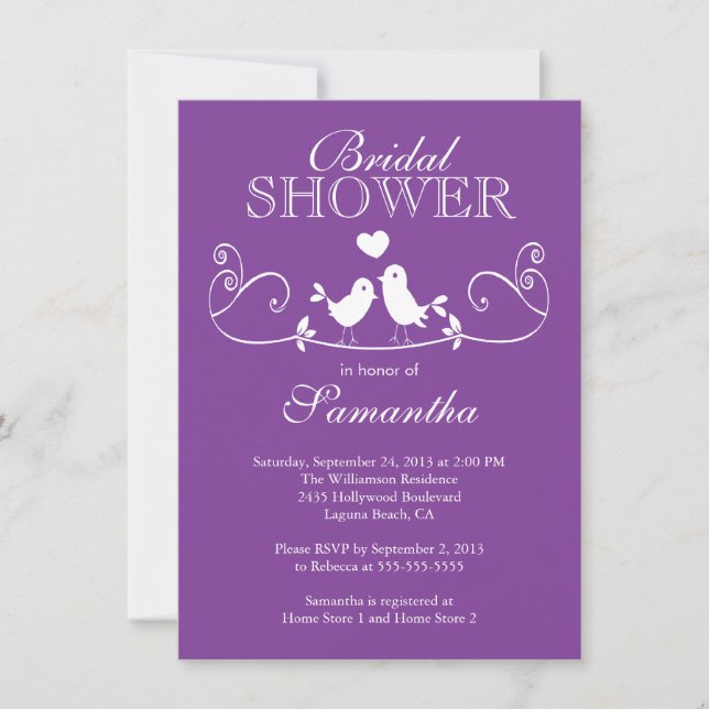 Invitation à la douche nuptiale des Inséparables m (Devant)