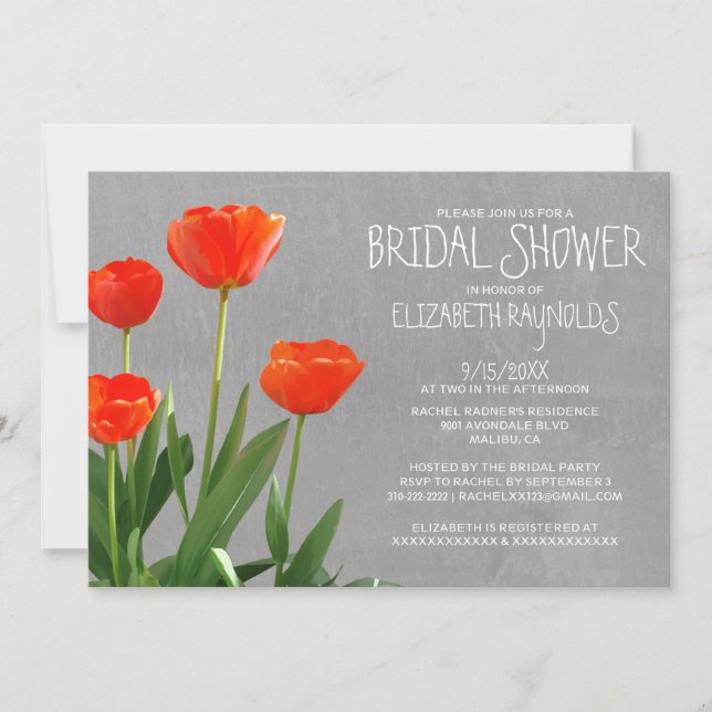Invitation à la douche nuptiale des tulipes (Devant)