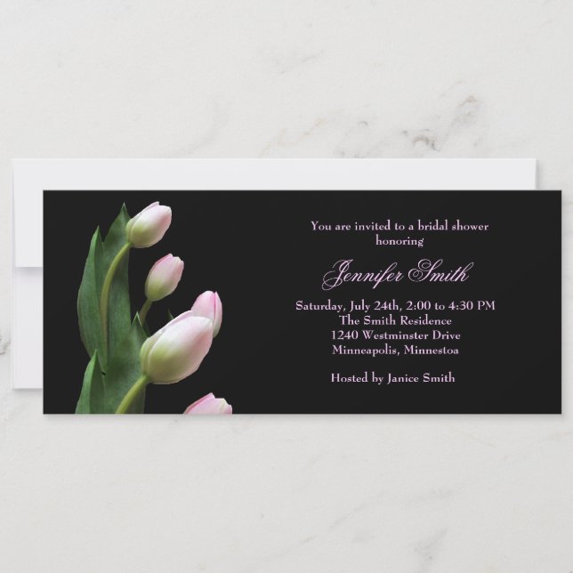 Invitation à la douche nuptiale des tulipes roses (Devant)