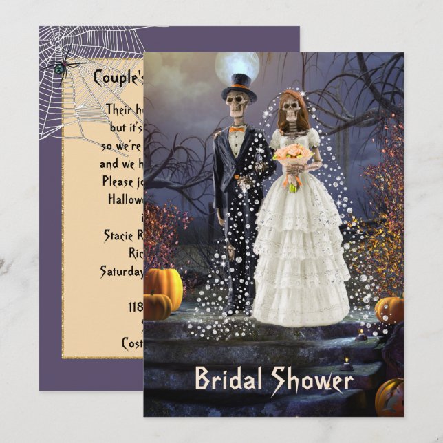 Invitation à la douche nuptiale d'Halloween avec d (Devant / Derrière)