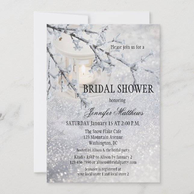 Invitation à la douche nuptiale d'hiver de neige (Devant)