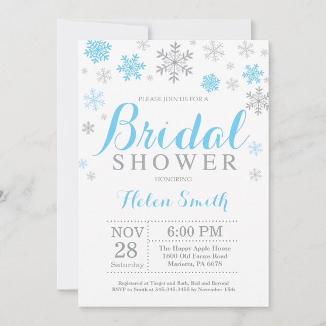 Invitation à la douche nuptiale d'hiver Flocon de  (Devant)