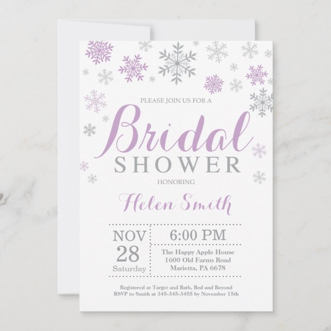 Invitation à la douche nuptiale d'hiver Flocon de  (Devant)