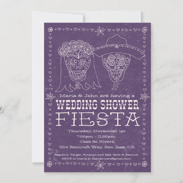 Invitation à la douche nuptiale Dia de los Muertos (Devant)