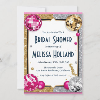invitation à la douche nuptiale disco