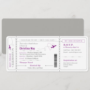 Invitation à la douche nuptiale du billet d'embarq