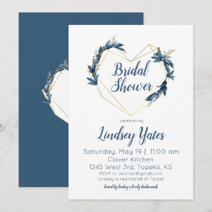 Invitation à la douche nuptiale du coeur géométriq