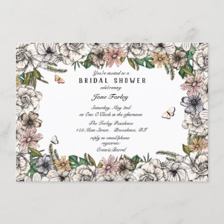 Invitation à la douche nuptiale du jardin papillon