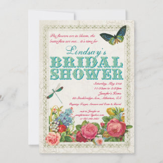 Invitation à la douche nuptiale du jardin Vintage