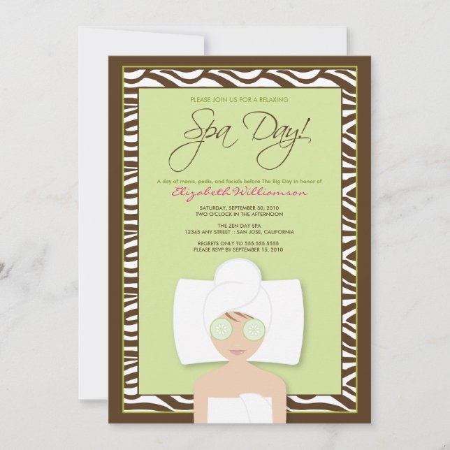 Invitation à la douche nuptiale du Spa (vert) (Devant)