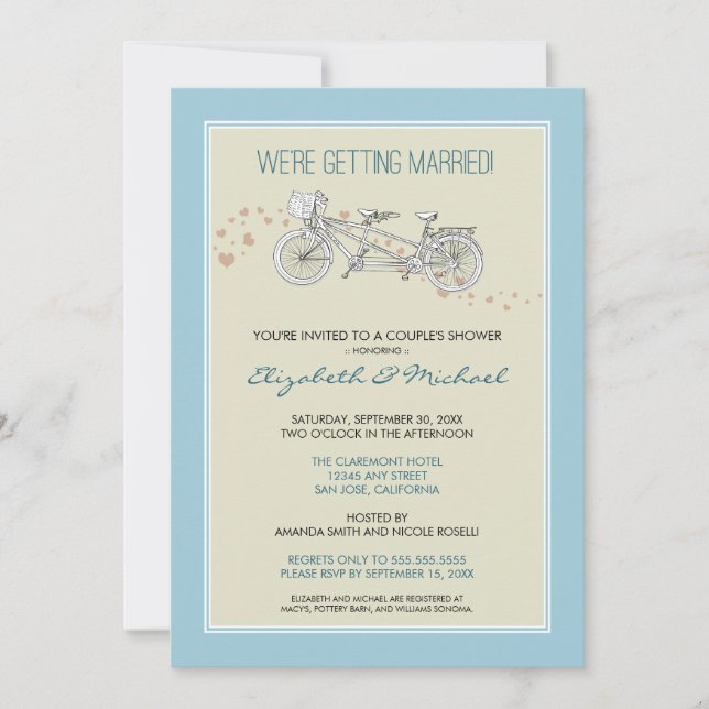 Invitation à la douche nuptiale d'un couple de cyc (Devant)