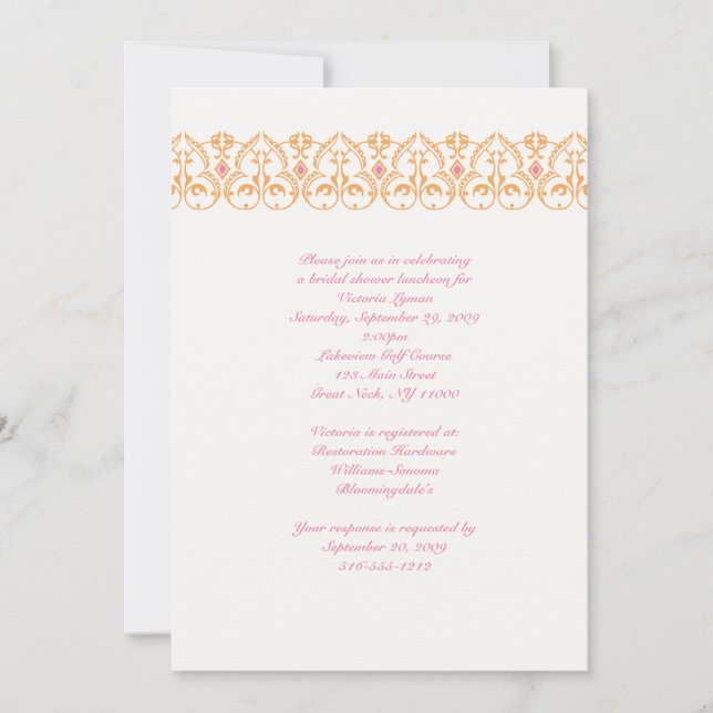 Invitation à la douche nuptiale d'une mariée moder (Devant)