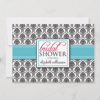 Invitation à la douche nuptiale élégante Damask (a