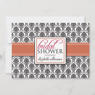 Invitation à la douche nuptiale élégante Damask (c