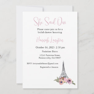Invitation À La Douche Nuptiale, Elle A Dit Oui Ou