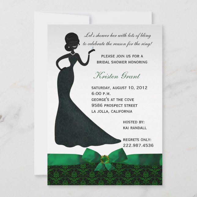 Invitation à la douche nuptiale Emerald Green Dama (Devant)
