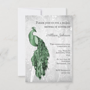 Invitation à la douche nuptiale Emerald Green Peac