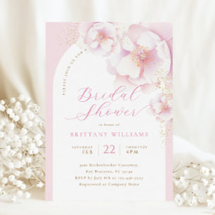 Invitation à la douche nuptiale en arc floral rose