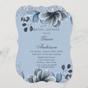 Invitation à la douche nuptiale en argent bleu Dus
