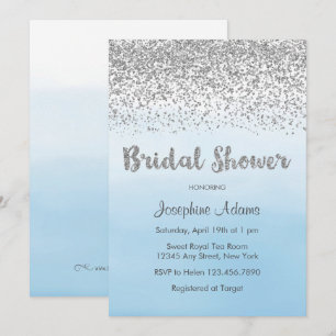Invitation à la douche nuptiale en bleu doux et en