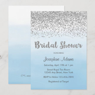 Invitation à la douche nuptiale en bleu doux et en