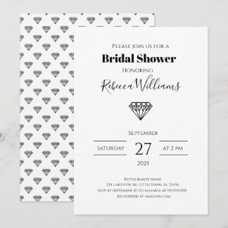 Invitation à la douche nuptiale en diamant noir