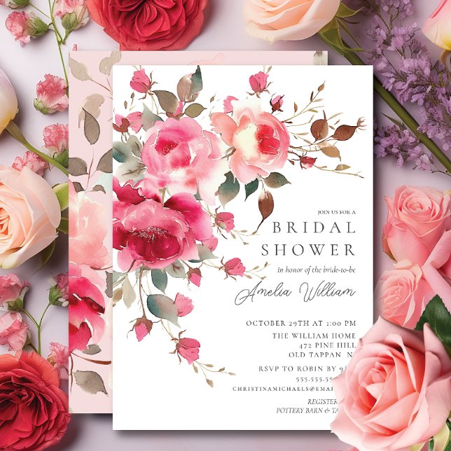 Invitation à la douche nuptiale en fleurs bleues (Créateur téléchargé)