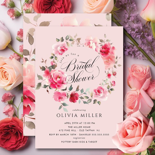 Invitation à la douche nuptiale en fleurs bleues (Créateur téléchargé)
