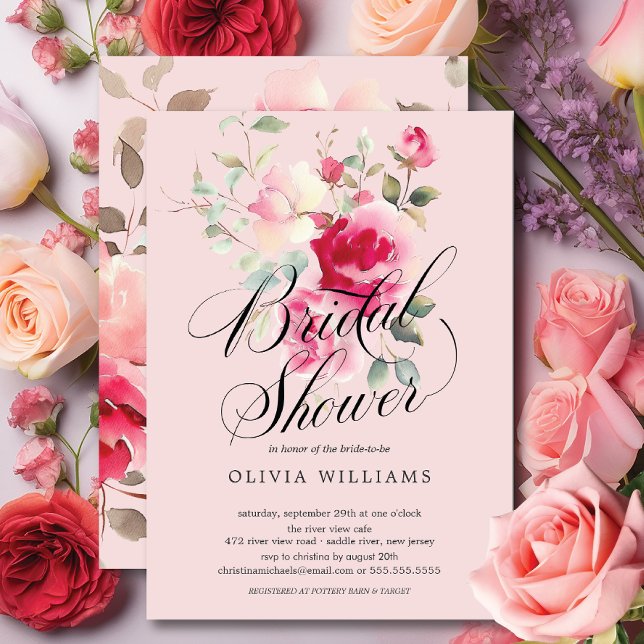 Invitation à la douche nuptiale en fleurs bleues (Créateur téléchargé)