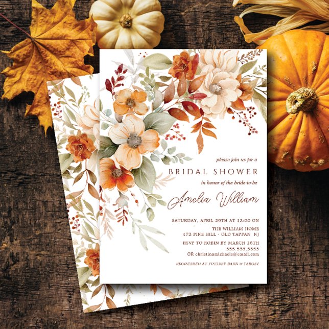 Invitation à la douche nuptiale en fleurs d'automn (Créateur téléchargé)