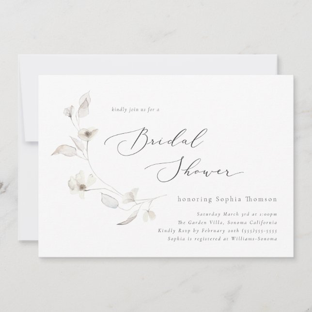 Invitation à la douche nuptiale en fleurs délicate (Devant)