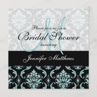 Invitation à la douche nuptiale en noir bleu clair