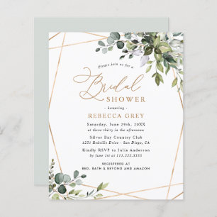 Invitation à la douche nuptiale en or Budget Green