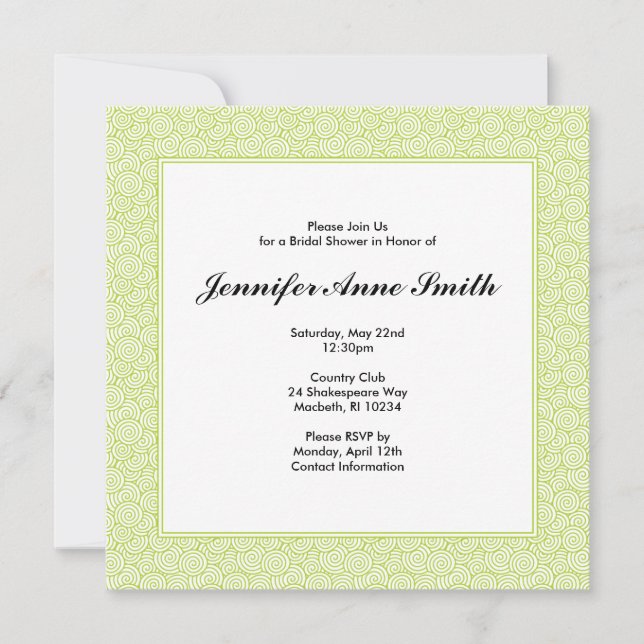 Invitation à la douche nuptiale en spirale (Devant)