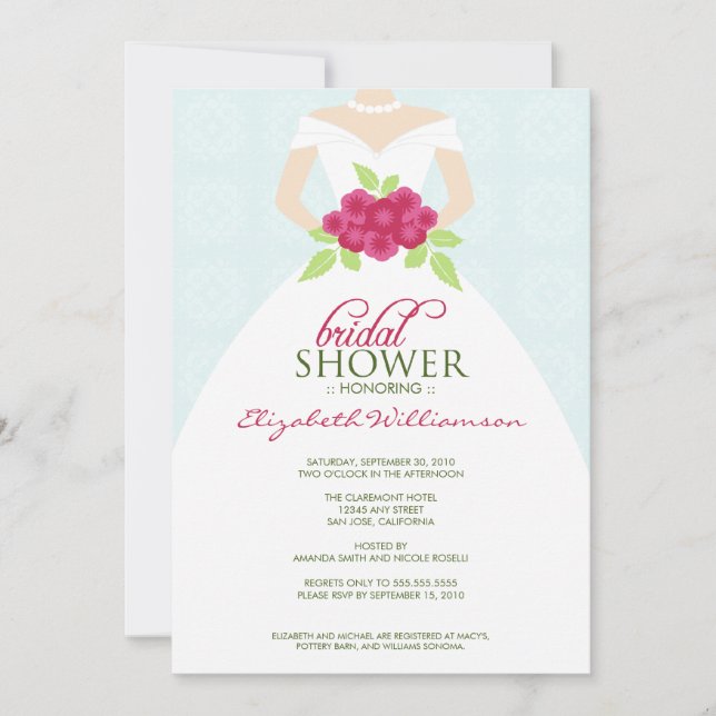 Invitation à la douche nuptiale en tenue Mariage ( (Devant)