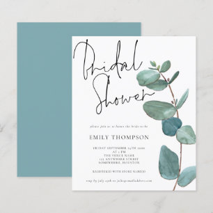Invitation à la douche nuptiale Eucalyptus budget