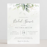 Invitation à la douche nuptiale Eucalyptus Budget<br><div class="desc">Belle invitation à la douche nuptiale avec l'aquarelle eucalyptus et feuilles d'or.</div>