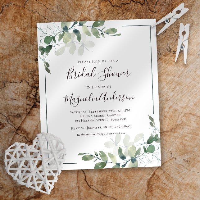 Invitation à la douche nuptiale Eucalyptus Budget (Créateur téléchargé)