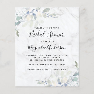Invitation à la douche nuptiale Eucalyptus en marb