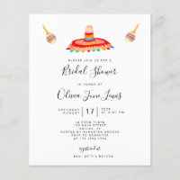 Invitation à la douche nuptiale Fiesta Sombrero Bu
