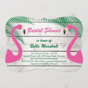 Invitation à la douche nuptiale Flamant rose baisé