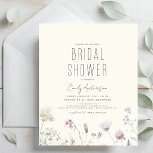 Invitation à la douche nuptiale Fleur sauvage Boho