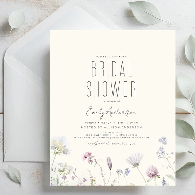 Invitation à la douche nuptiale Fleur sauvage Boho (Créateur téléchargé)